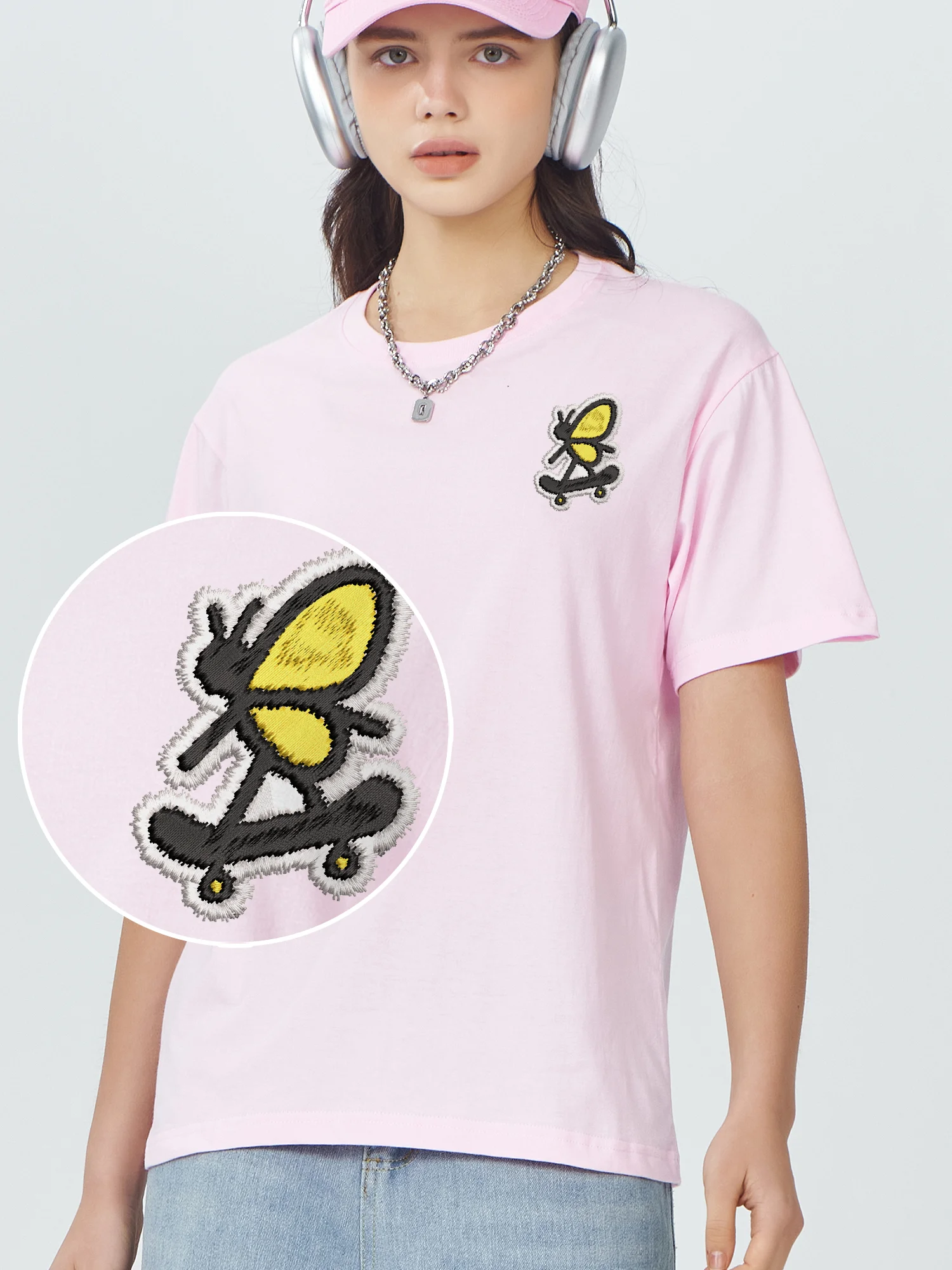 

Flutterby Skateboard Embroidered Tee Shirt Unisex Women Men 100% Cotton Luxury Designer Breathable Embroidery Clothes