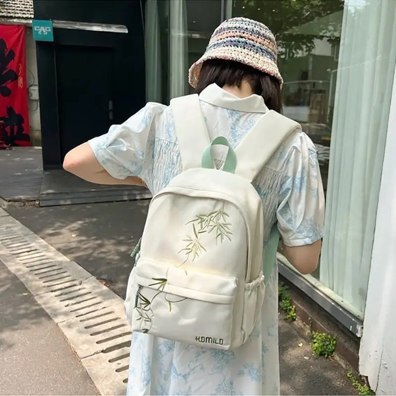 Mochila para viajar en escuela los adolescentes mochila bambú asiático mochila gran capacidad