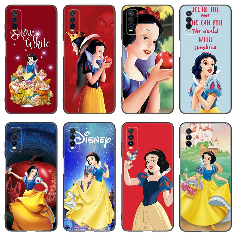 Princess Snow White Black Silicone Phone Case For VIVO V27 V29 V30 Pro Y02 Y15 Y17 Y33 Y76 S Y27 Y55 Y78 5G Y16 Y21 Y22 Y35 Y36