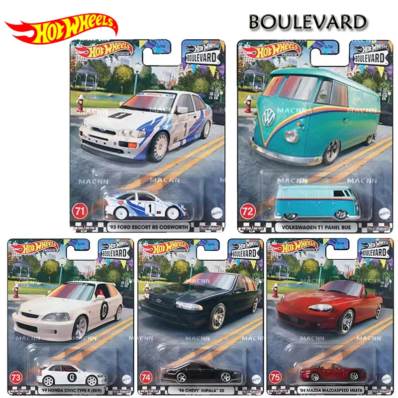 Original Hot Wheels Automobile BOULEVARD Premium Models 1/64 Volkswagen Bus Honda Civic Van Car Toys for Boys Metal Real Riders