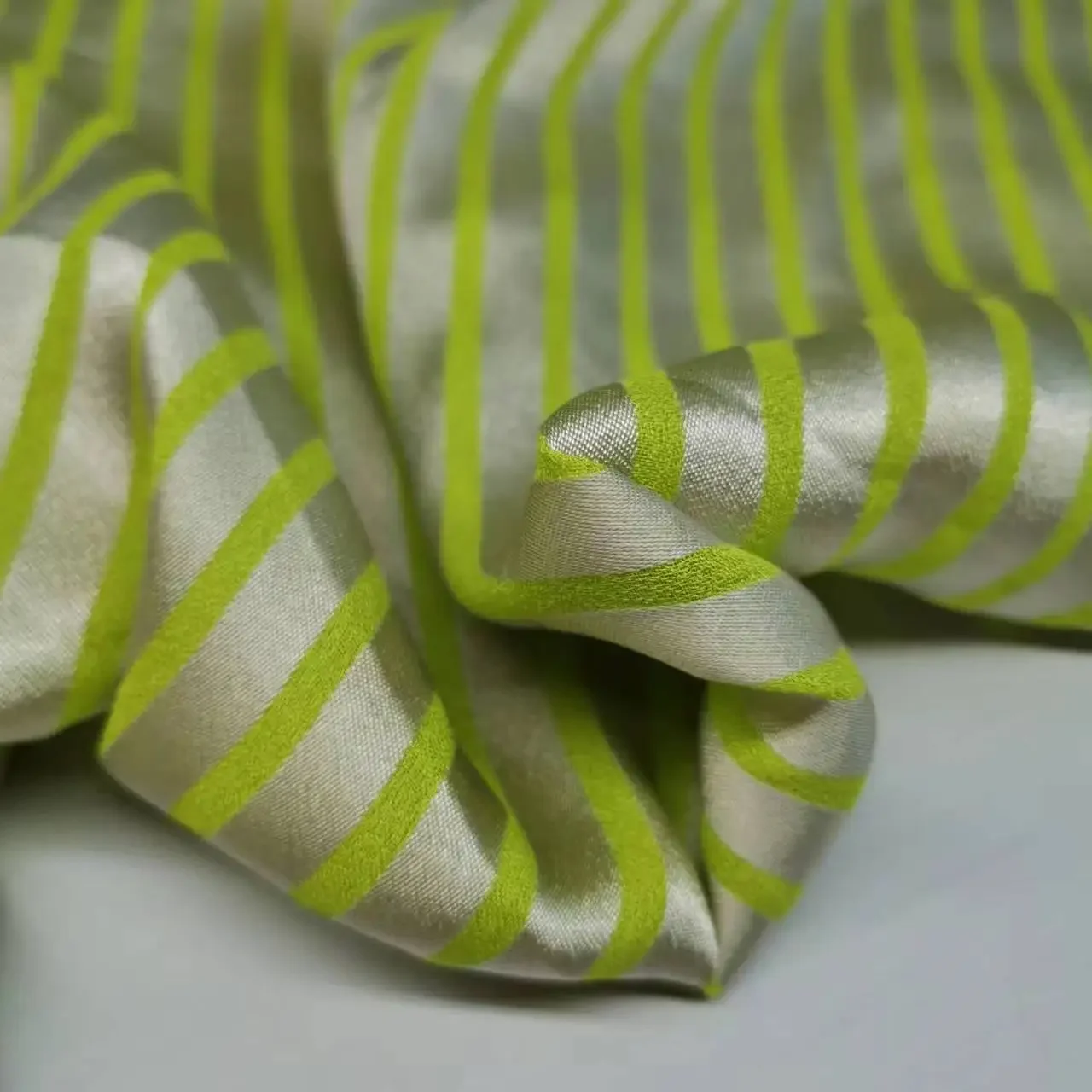 Stripe Jacquard Satin Imitation Silk Cation Qualified Glossy Fabric