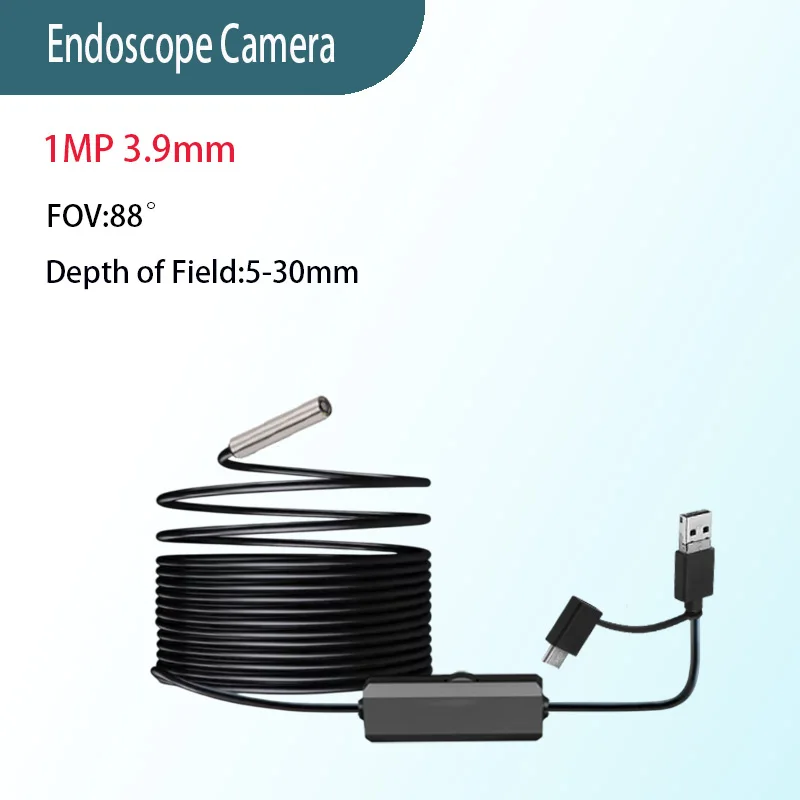 1MP 3.9mm FOV 88° 4 LED IP67 Waterproof Car endoscope for Mechanical maintenance 1.5m Type-C Soft Cord usb camera