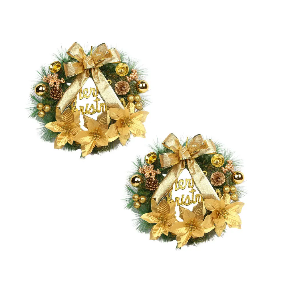 Kerst Kunstmatige Dennenkrans Rode Feestelijke Hangende Hanger Krans Gesimuleerde Dennenappel Berry Bow Flower Decor voor Home Party