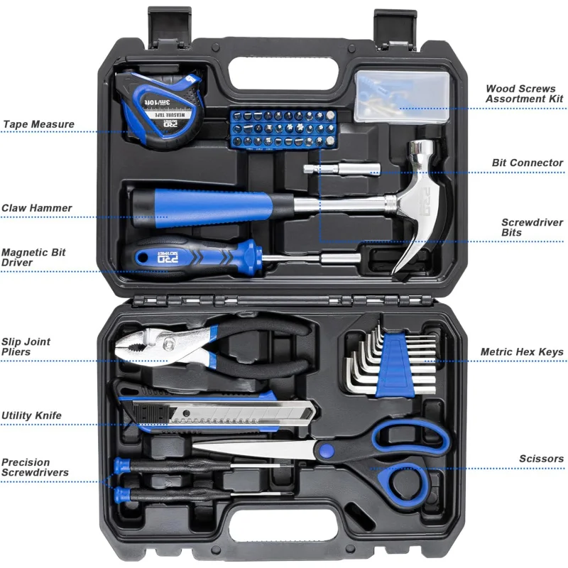 93-Piece Tool Kit, Basic Household Repair Tool Set with Toolbox Storage Case