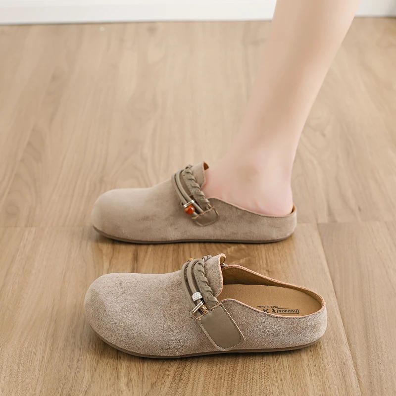 

Retro 2026 New Spring Wear Baotou Semi-slippers and Soft-soled Women's Shoes