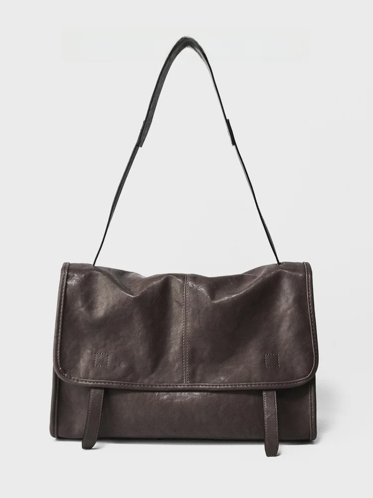 

Большая сумка-мессенджер из дубленой овчины, повседневная дорожная почтовая сумка, женская сумка из мягкой кожи с магнитной застежкой