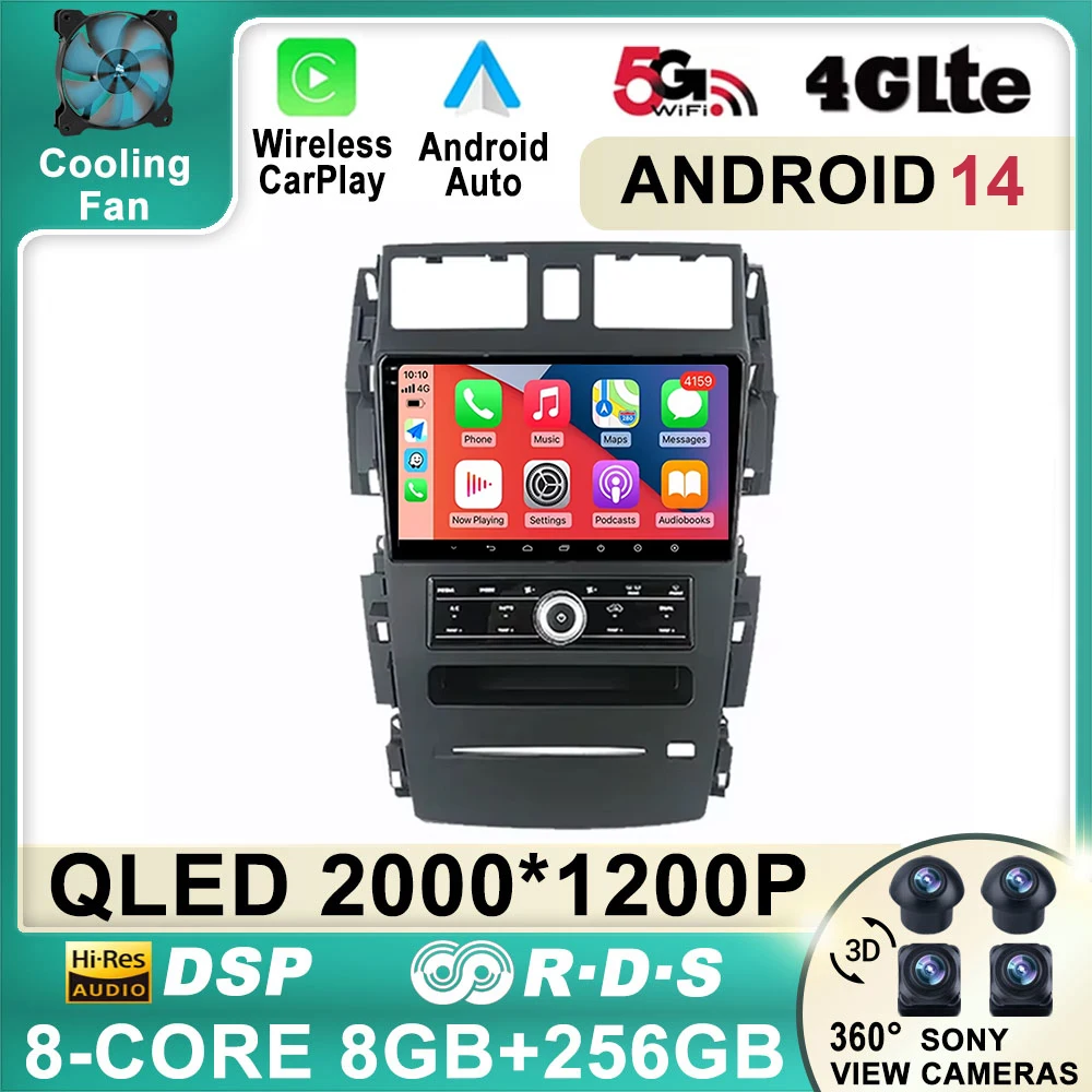 

9'' Android 14 Radio No DVD For Nissan Teana J31 2003 - 2008 Car Vehicle Monitor Autoradio Multimedia Navigation Screen 2 DIN BT