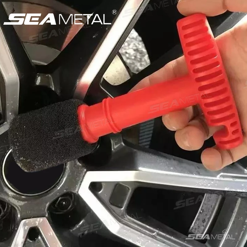 SEAMETAL Motorcycle Wheel Hub Nut Cleaning Brush Steel Ring Screw Gap Brush For Motorbike Car Detailing Brush Cleaning Tools