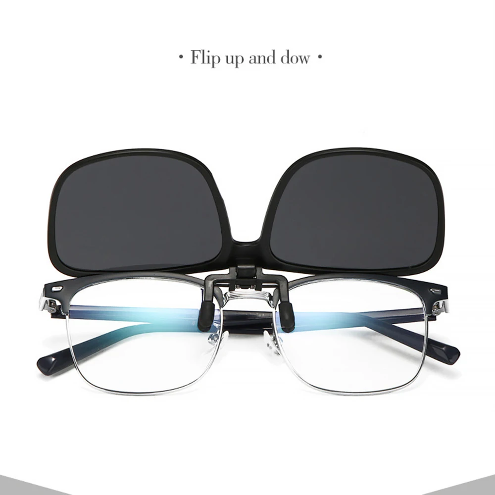 Polarized Clip On Sunglasses Men Car Driver Goggles Night Vision Glasses Anti Glare Vintage Square Glasses UV400 Shades Oculos