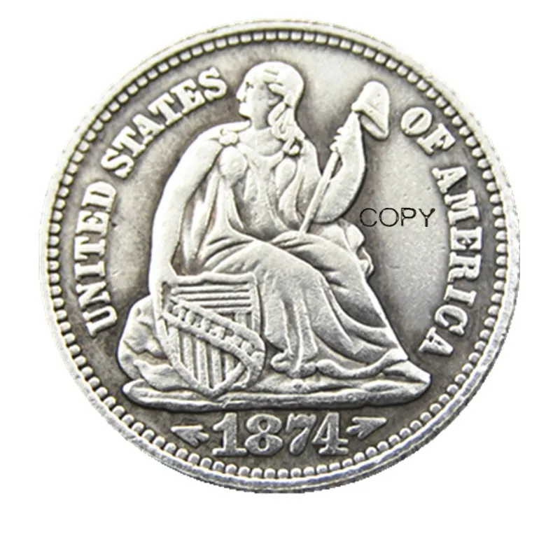 

Сша 1874 P/CC/S свобода сидя монета посеребренная копия монета