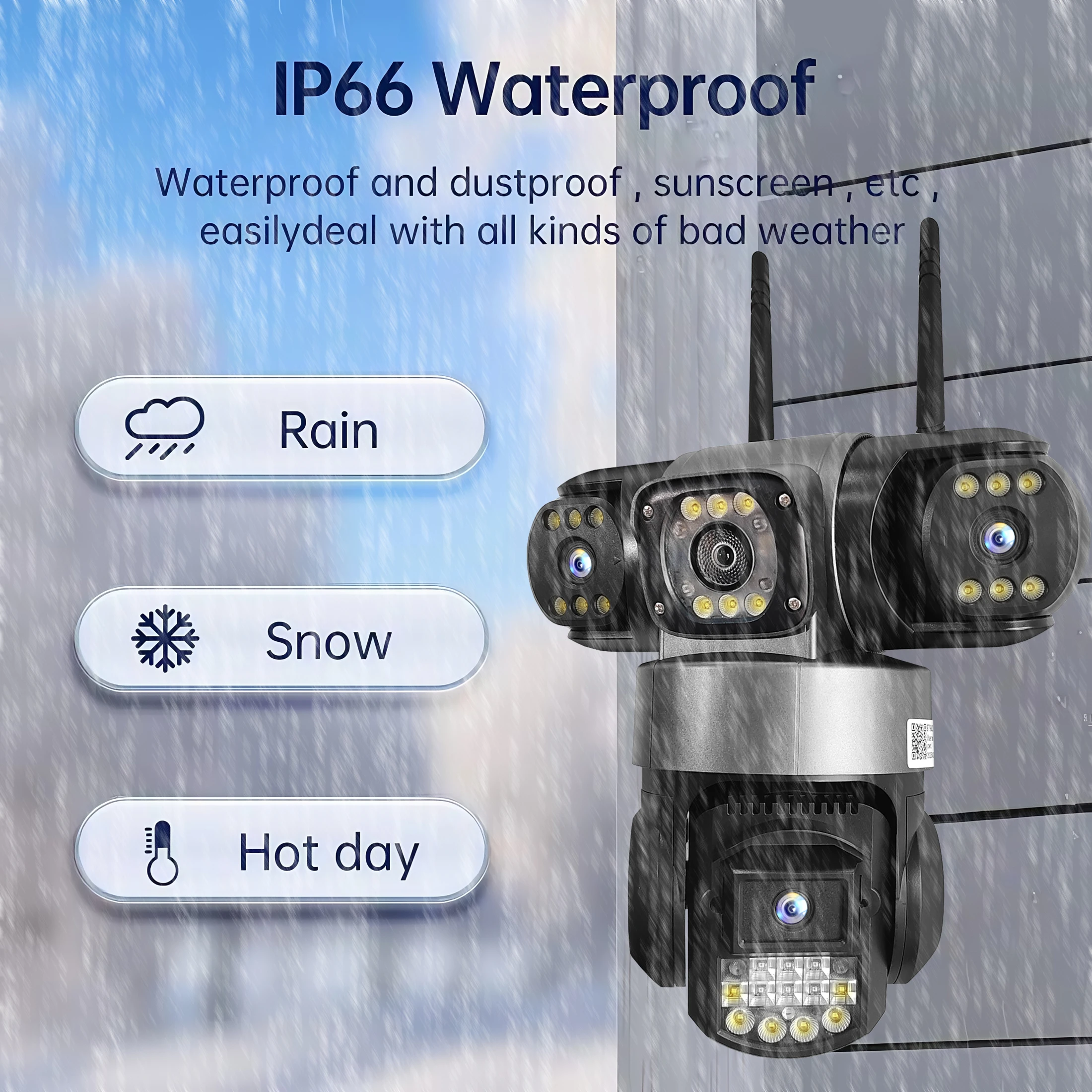 كاميرا مراقبة SIM 15MP 4G ثلاثية العدسات شاشات ثلاثية IP66 خارجية عالية الدقة للرؤية الليلية في الهواء الطلق كاميرا أمان IP WiFi V380 Pro #4