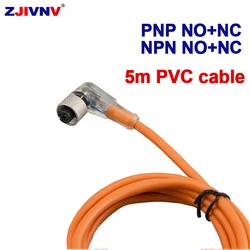 5PCS M12 NPN/PNP Proximity Sensor Connector with LED angle Type Female Sensor Cable Plug Connector 5M Cable