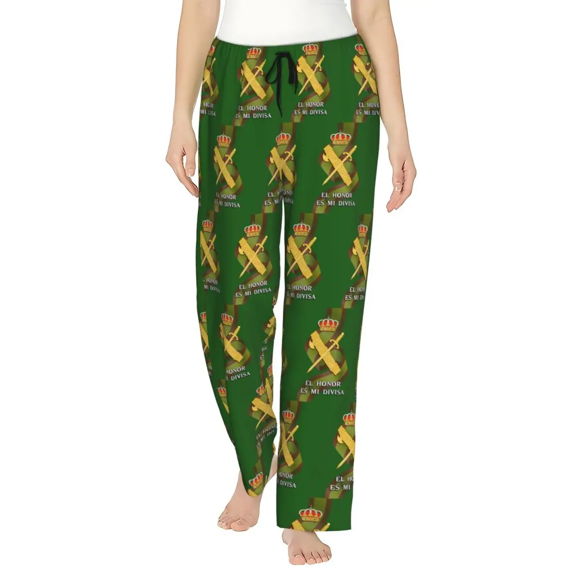 

Custom Spanish Guard Civil Spain Flag Women Pajama Pants Lounge Sleep Sleepwear Bottoms with Pockets