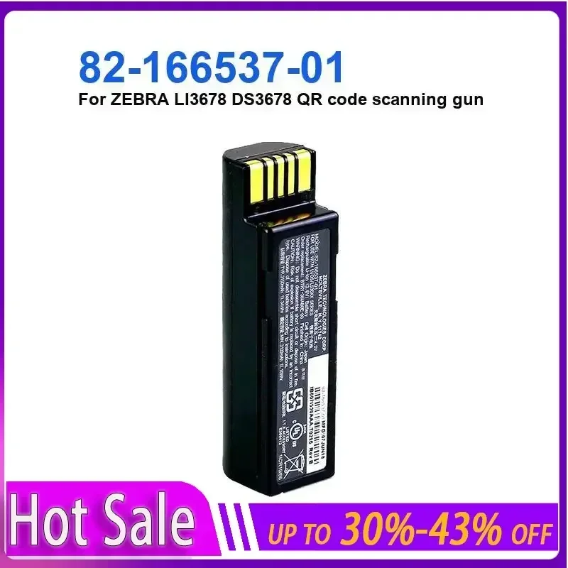 

Battery 3150mAh For ZEBRA LI3678 DS3678 QR code scanning gun 82-166537-01 long-lasting and replaceable battery
