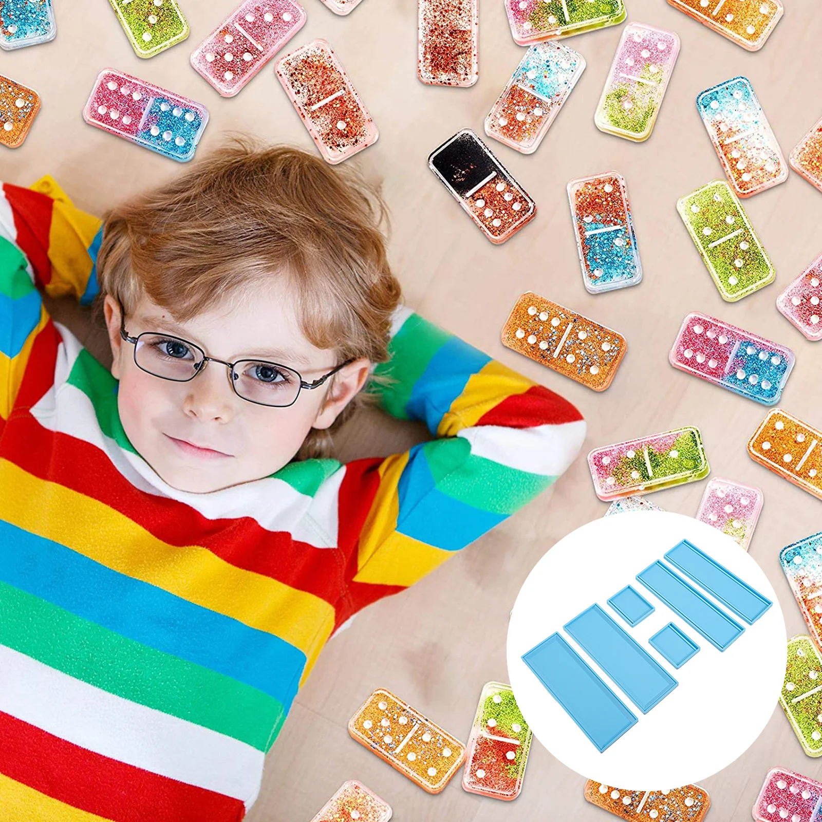 1Set Domino Box Silicone Mold DIY Tool Flexible Reusable Resin Casting Mold Domino Storage Organizer Holder Mould