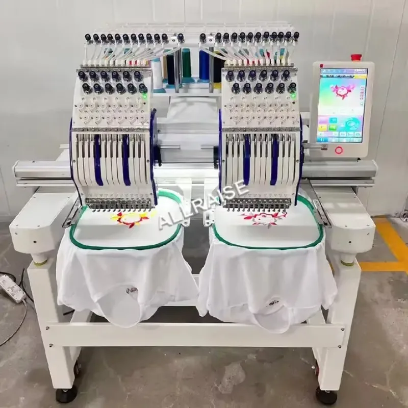 ماكينة تطريز خياطة الكمبيوتر برأسين بسعر المصنع 12/15 s ماكينة تطريز مسطحة للكمبيوتر