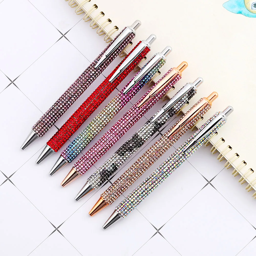 Lytwtw's Luxury Rhinestone Ballpoint Pen Wedding, Rose Gold Metal Stationery School and Office Supplies High Quality Pens 1 Pcs