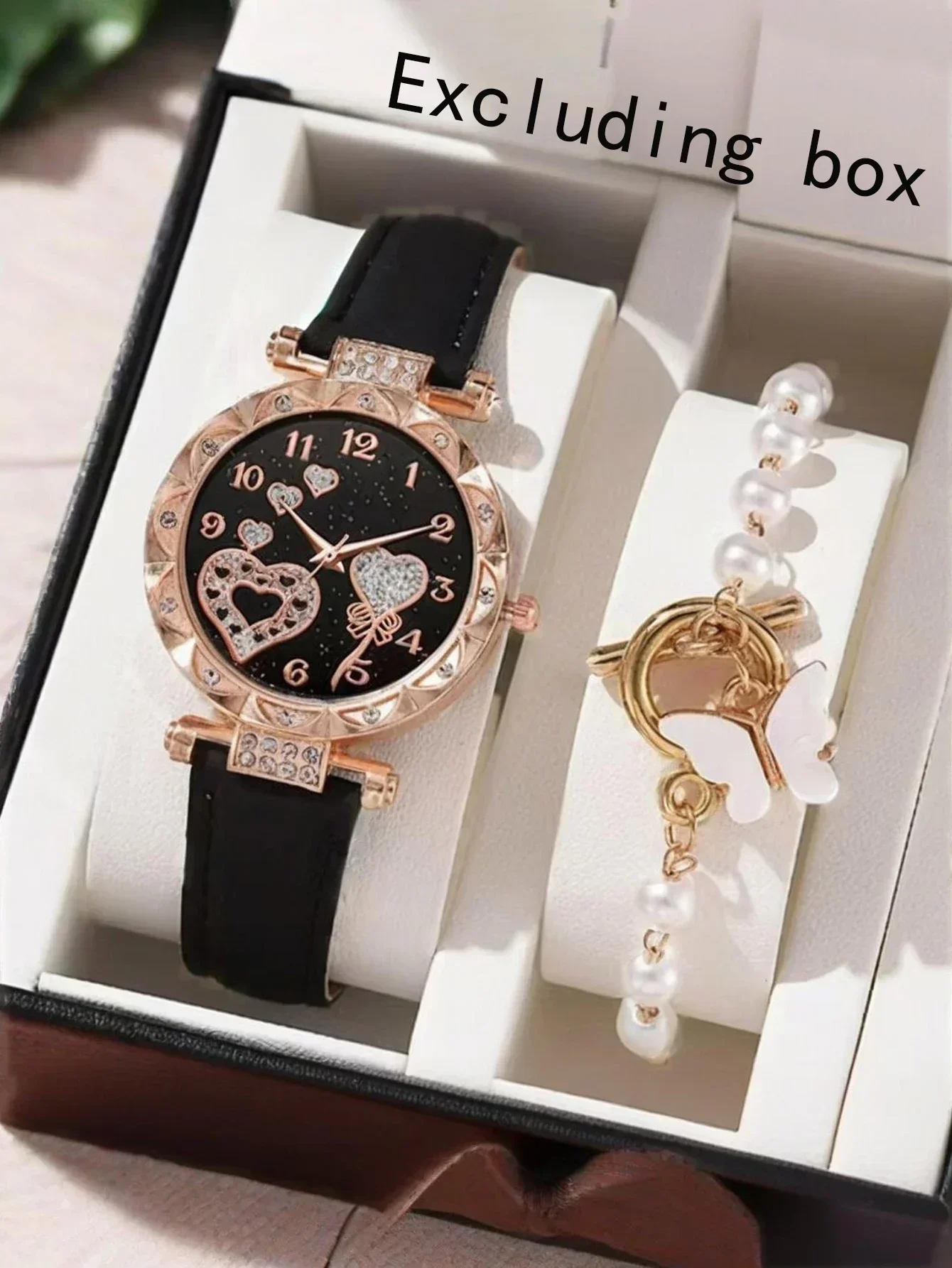 2-piece/set Fashion Crystal Love Butterfly Bracelet Belt Quartz Watch Butterfly SetFashion Watch