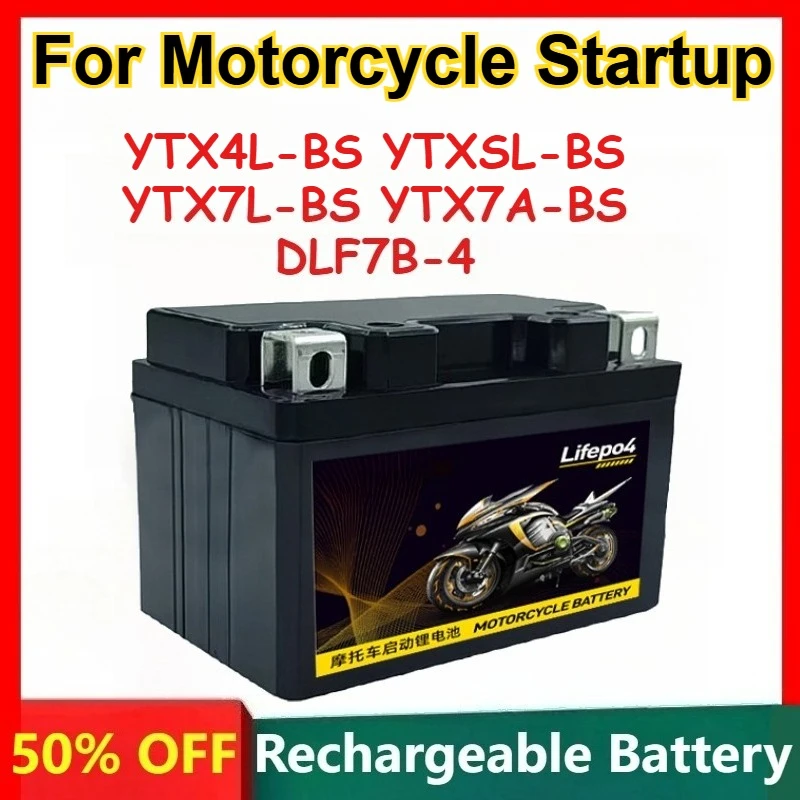 LiFePO4 Battery 12.8V 4S1P YTX4L-BS YTXSL-BS YTX7L-BS YTX7A-BS DLF7B-4 For Motorcycle Startup Rechargeable Batteries