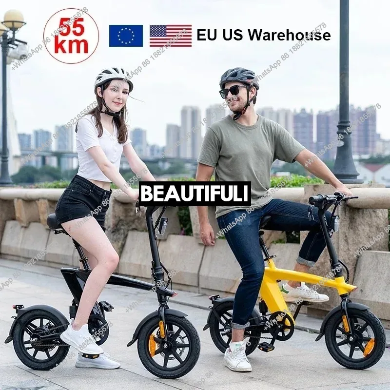 Manufacturer 2025 ebike riding range 55KM intelligent dashboard 14 inch air tire folding electric bicycle bike FOR adult