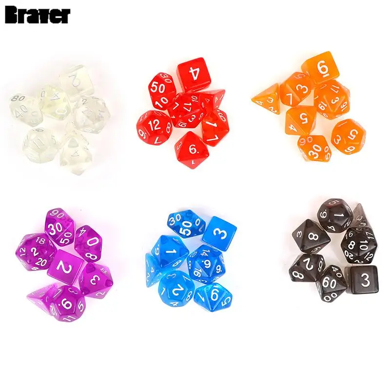7 Chiếc Đa Diện Khuyến Mãi Xúc Xắc Bộ DnD D4, D6, D8, D10, D %, D12, d20 Rpg Trò Chơi Có Túi Đựng