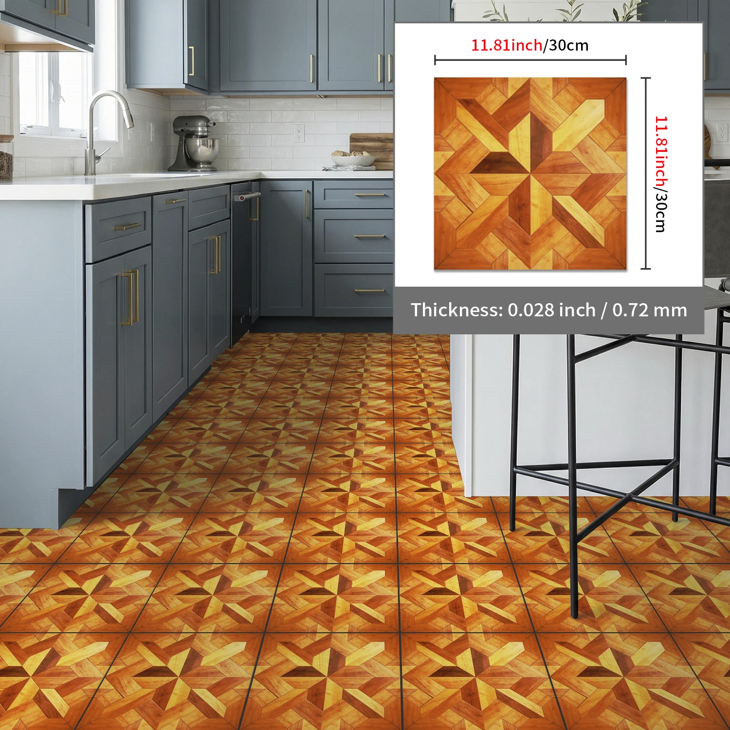 

Thick matte geometric wood grain wear-resistant waterproof self-adhesive floor and wall stickers, suitable for indoor decoration
