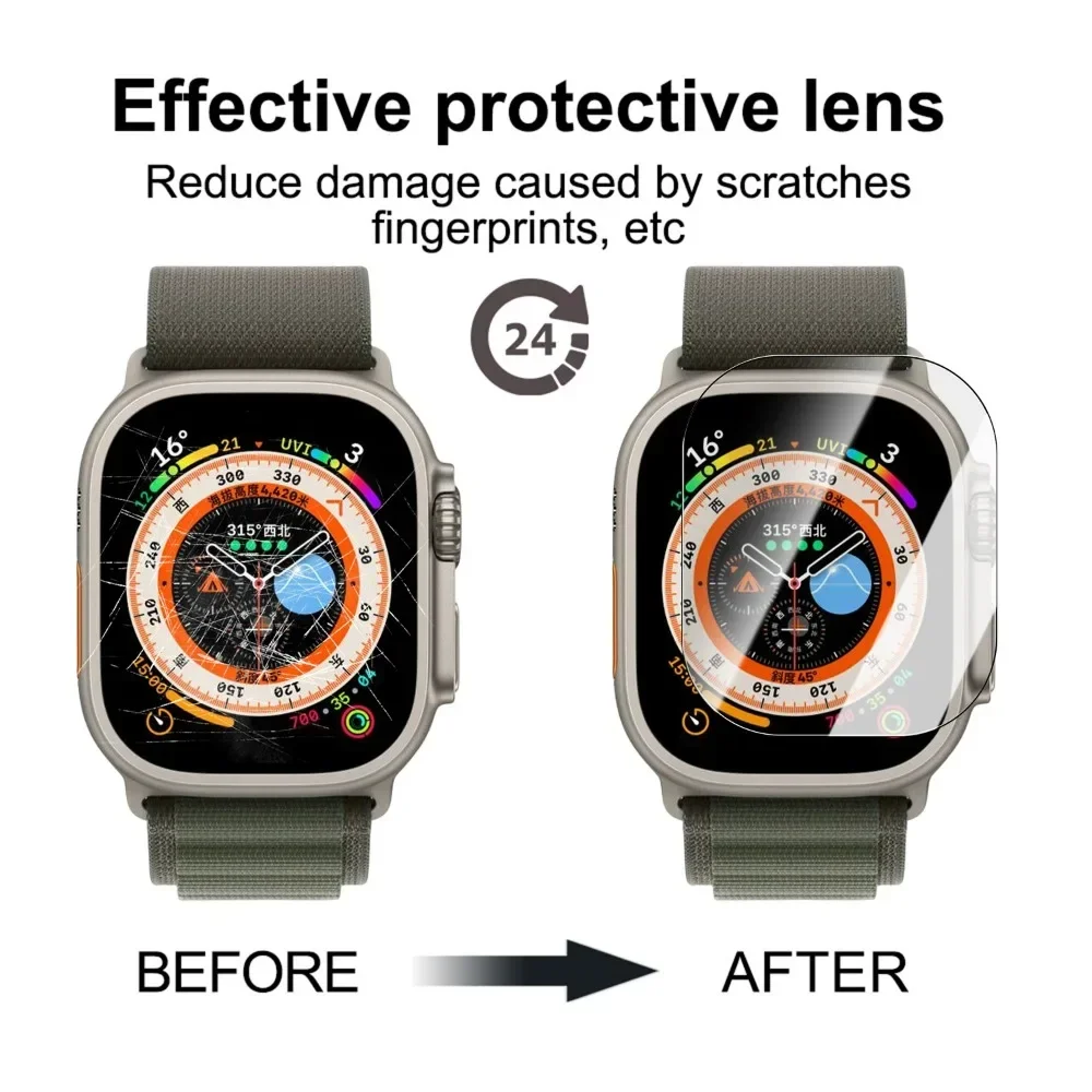 Easy Installation HD Glass for Apple Watch Ultra 3/2/1 Screen Protectors with Auto-alignment Installation Tool for Apple Watch