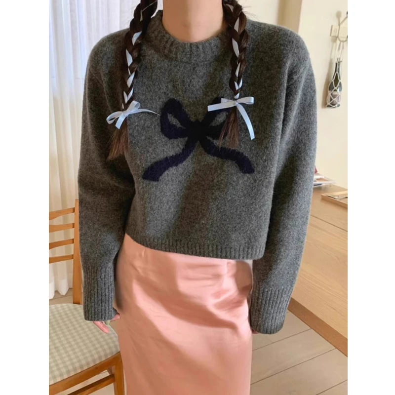 

Loose Fit round Ne Knitted Sweater Women's Spring Summer Knot ort Sle Pullover Knitwear Dongda Gate 2025