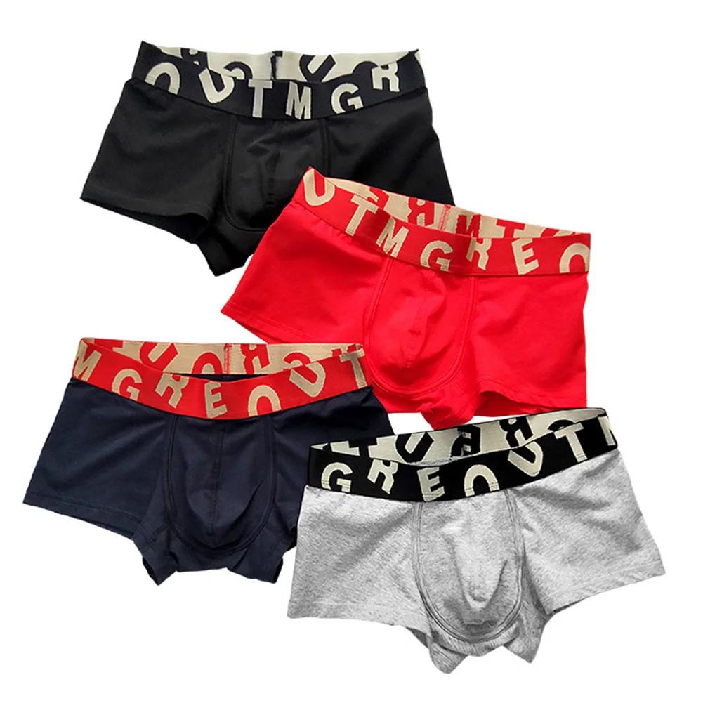 Men Cotton Underwear Solid Pouch Loose Briefs Large Size Middle Waist Panties Ultra-soft Elasticity Trunks Casual Lingerie