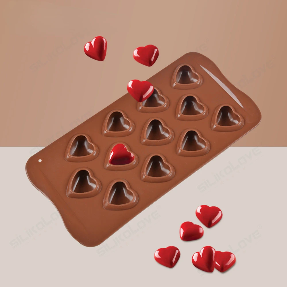 SILIKOLOVE Classic Heart Shape Chocolate Mold Silicone Chocolate Bar Baking Molds Food Grade Reusable Silicone Molds for Baking