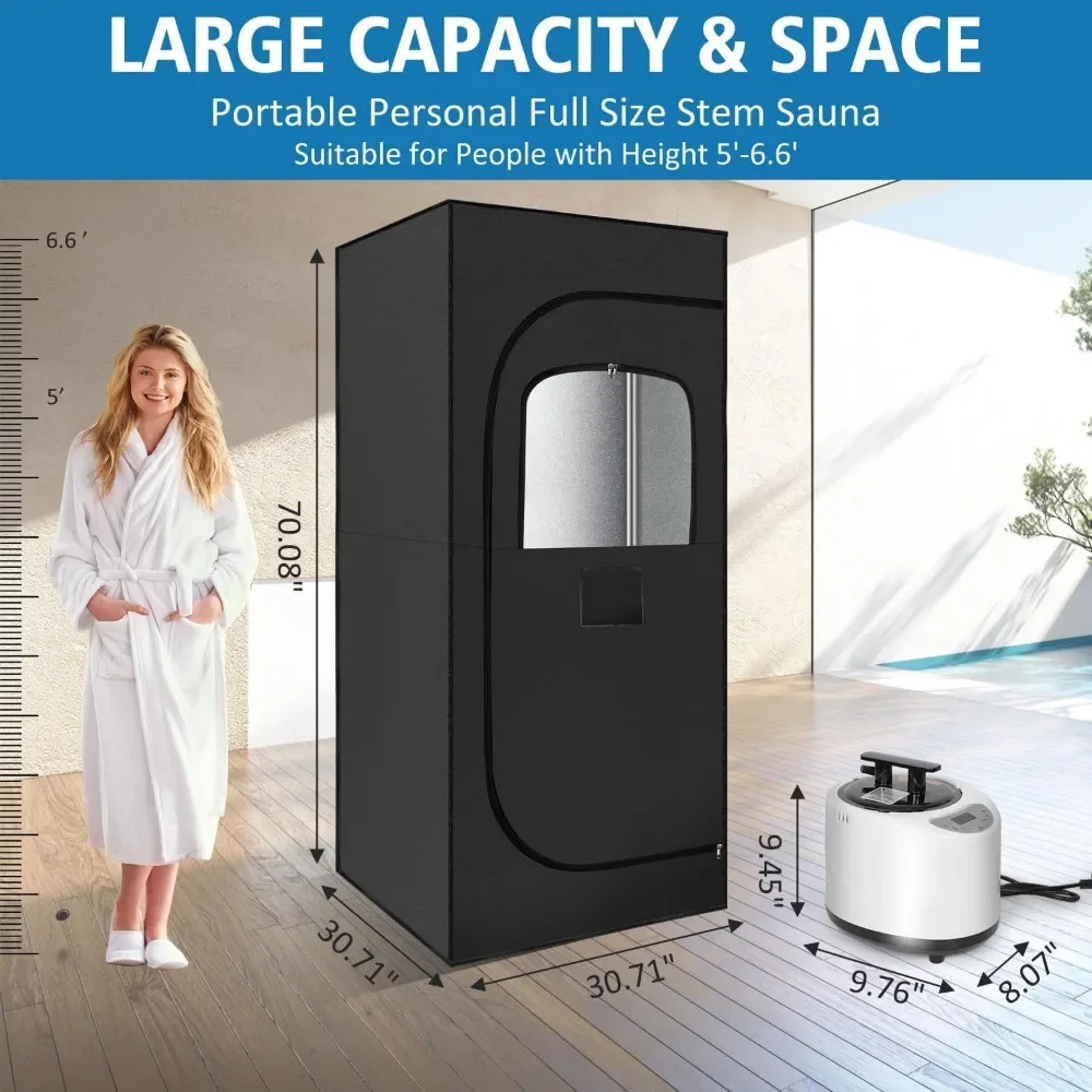 Sauna, Sauna Box, Portable Sauna, Home Sauna with 2.6L 1000W Steam Generator, Remote Control, Home Sauna Tent