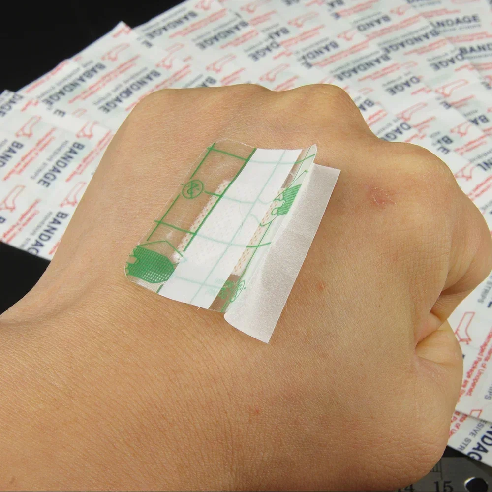 

50Pcs Band-Aid Quadrado Transparente PU Para Crianças Impermeável, Bandagem Adesiva Hemostática, Adesivo Protetor