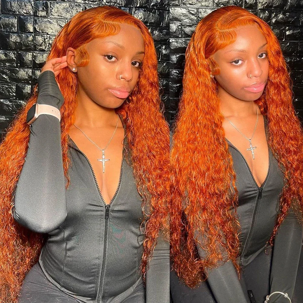 Glueless Orange Ginger Loose Deep Wave 13x4 Lace Front Wigs Human Hair Curly 7x5 Lace Frontal Wigs For Women Pre Cut No Glue