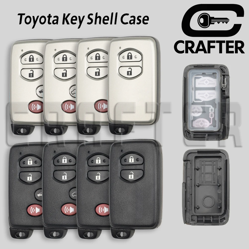 

Key Crafters Smart Car Key Shell Case 2 to 4 Buttons WIth Cutting Service For Toyota 4D Type Silver or Black