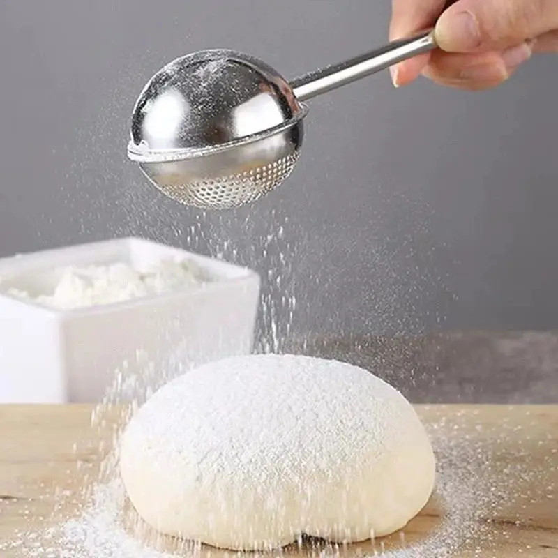 One‑Hand Press Powder Duster Stainless Steel Spring Handle Sifter For Sugar Cocoa Flour Dusting Tea Infuser Home Baking
