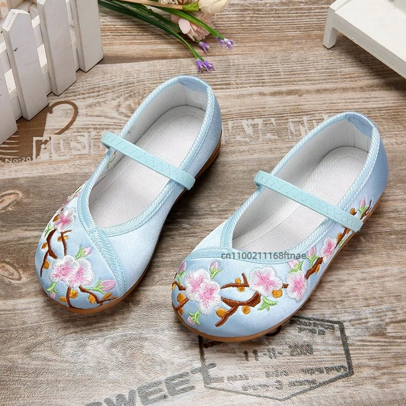 أحذية رقص للأطفال، أحذية رقص مسطحة، أحذية مطرزة على الطراز العرقي التقليدي القديم، تستخدم لعروض الرقص