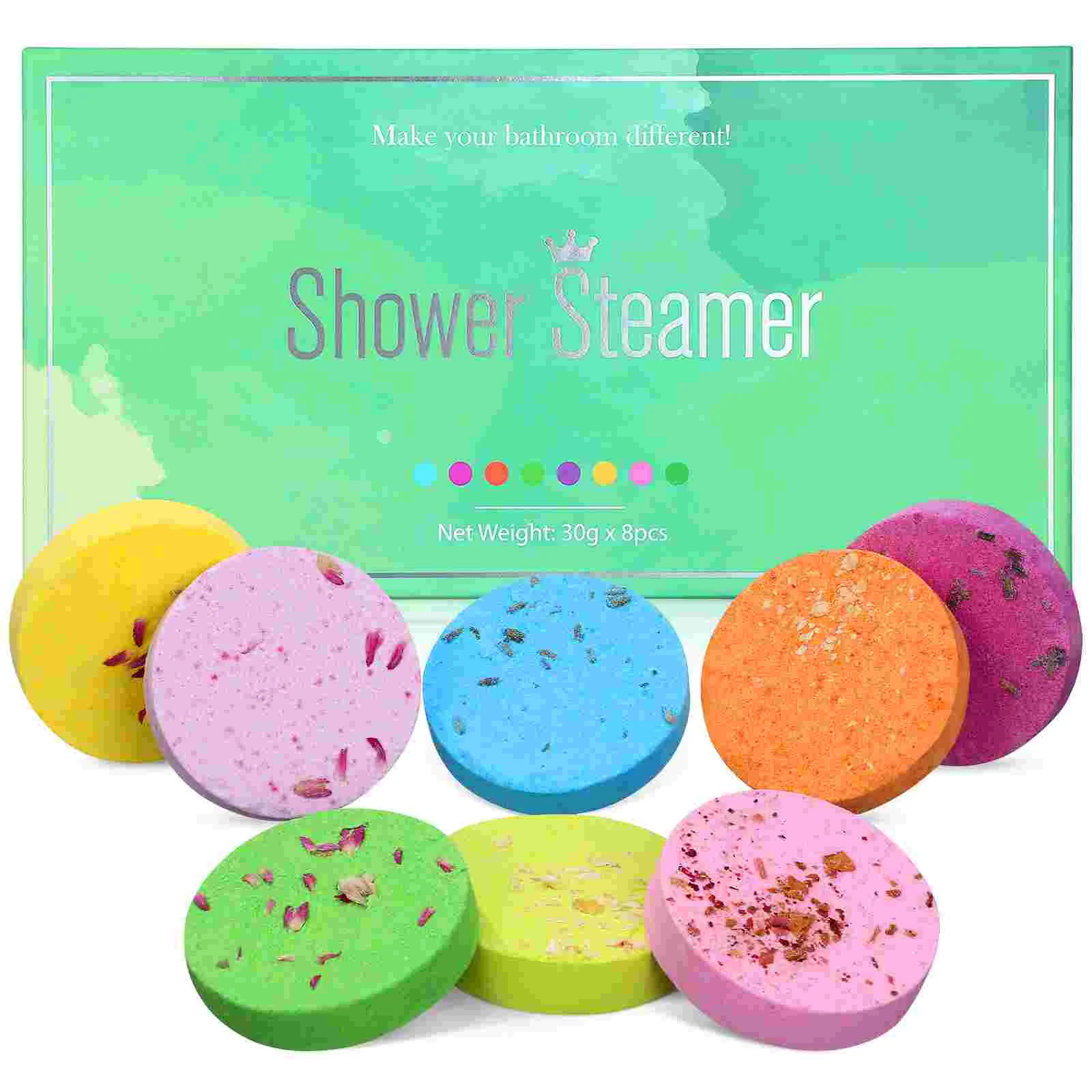 8 Pcs Spa Grade Aromatherapy Shower Steamer Tablets Natural Bath Salt Dried Flowers Perfect for Women Gentle for Family