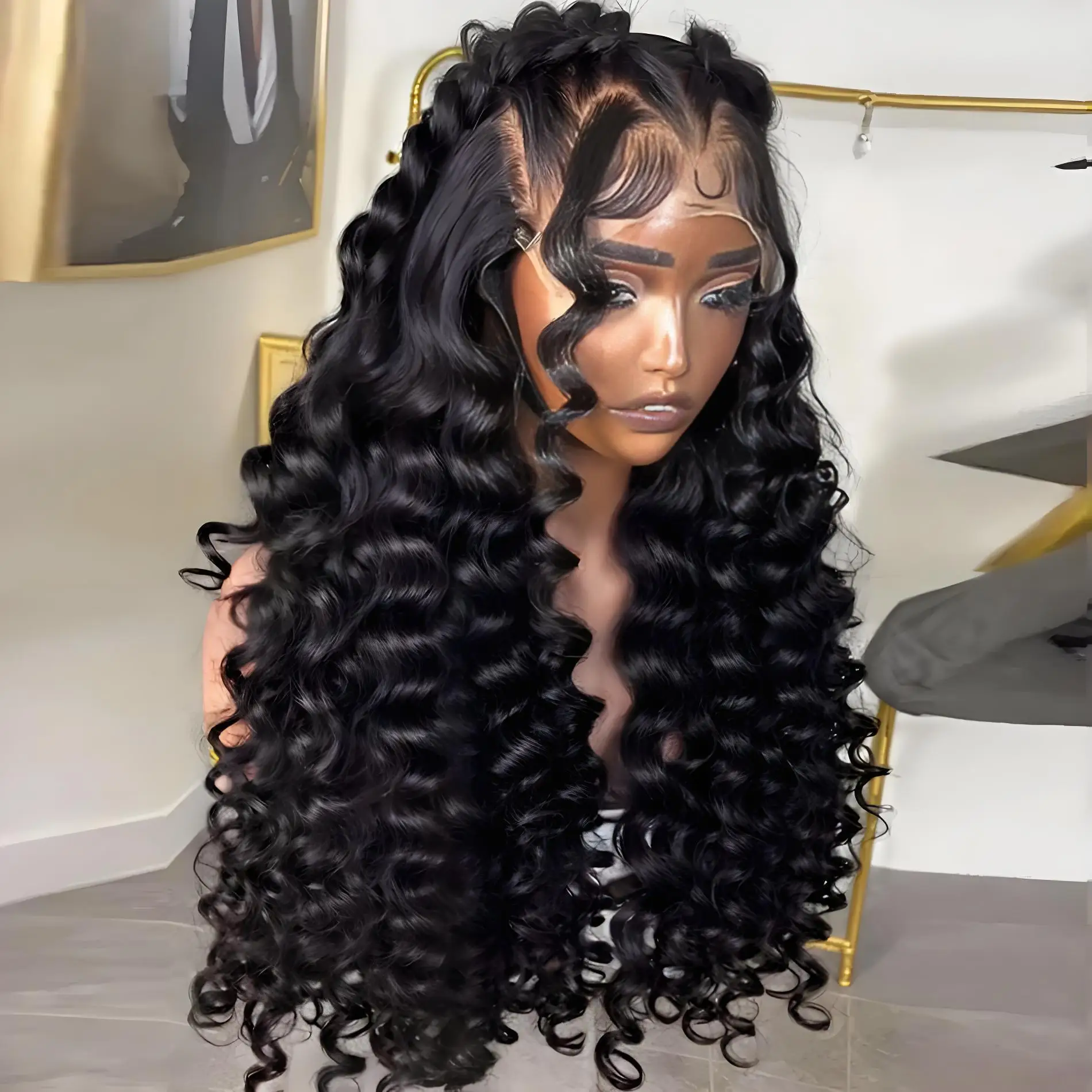 

13x6 HD Pre Plucked Lace Front Human Hair Wig For Black Women Curly Wig 30 40 Inch Transparent Deep Wave Water Wave Frontal Wigs