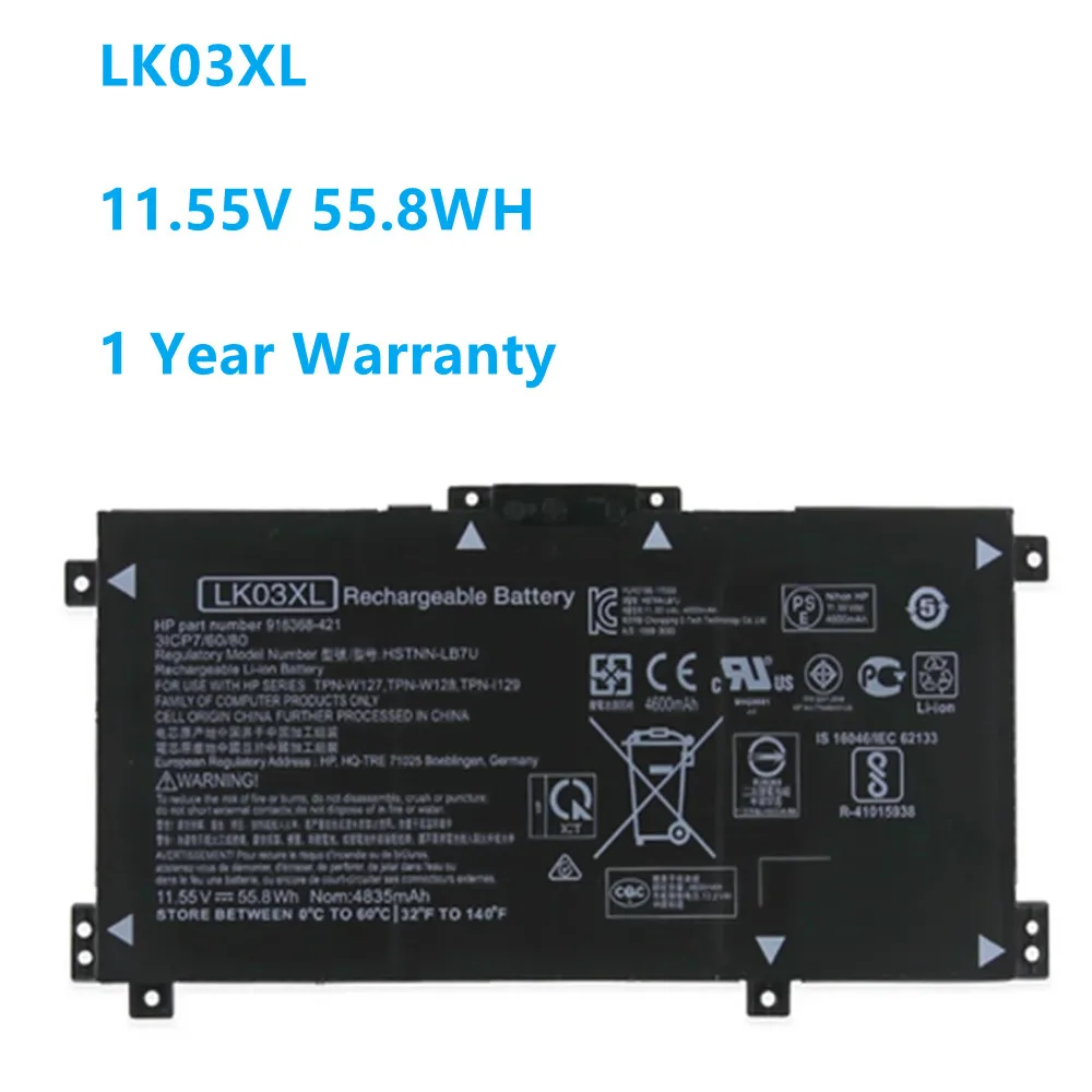 

LK03XL 11.55V 55.8WH Battery For HP Envy 17M 15m-bp012dx HSTNN-UB7I HSTNN-LB7U 916368-421 TPN-W127 TPN-W128 TPN-W129 916368-541