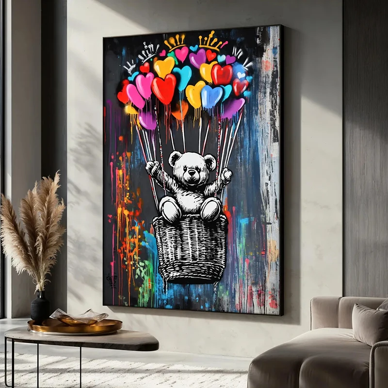 Banksy Colorful Balloon Graffiti Canvas Painting Abstract Posters and Prints Street Art Wall Picture for Living Room Home Decor