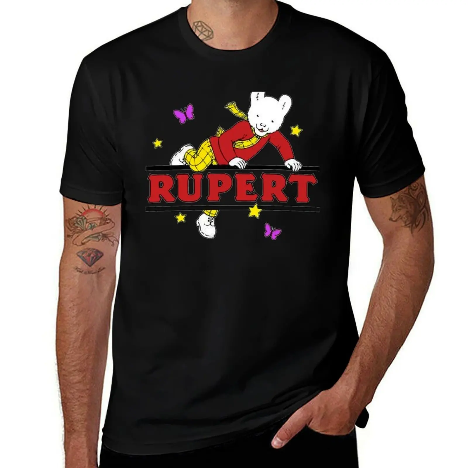 Rupert bear T-Shirt Minimalist Plain Crew Neck T-Shirt