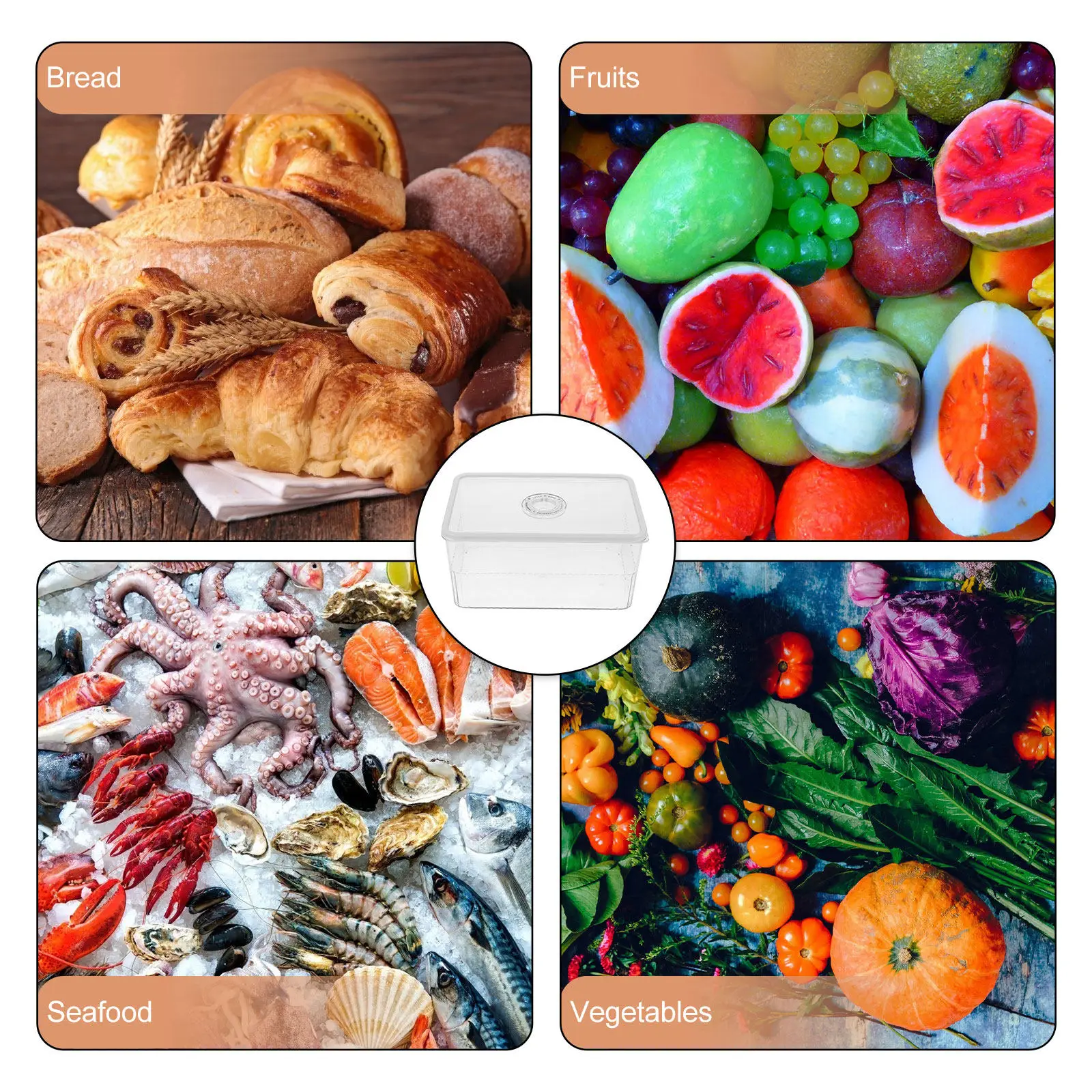 Big Bread Storage Box Refrigerator Food Storage Container with Timing Cover Clear Visibility Sealed Lid for Toast Fruit