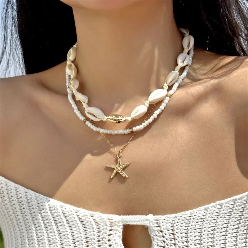 

Tocana Bohemian Beaded Shell Pendant Necklace for Women, Adjustable Summer Fashion Jewelry, Festival and Beach Gift