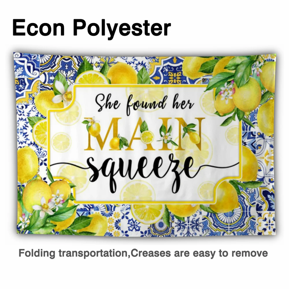 Funnytree 레몬 신부 샤워 배경 Bachelorette 파티 약혼 생일 꽃 패턴 장식 Photocall 배경