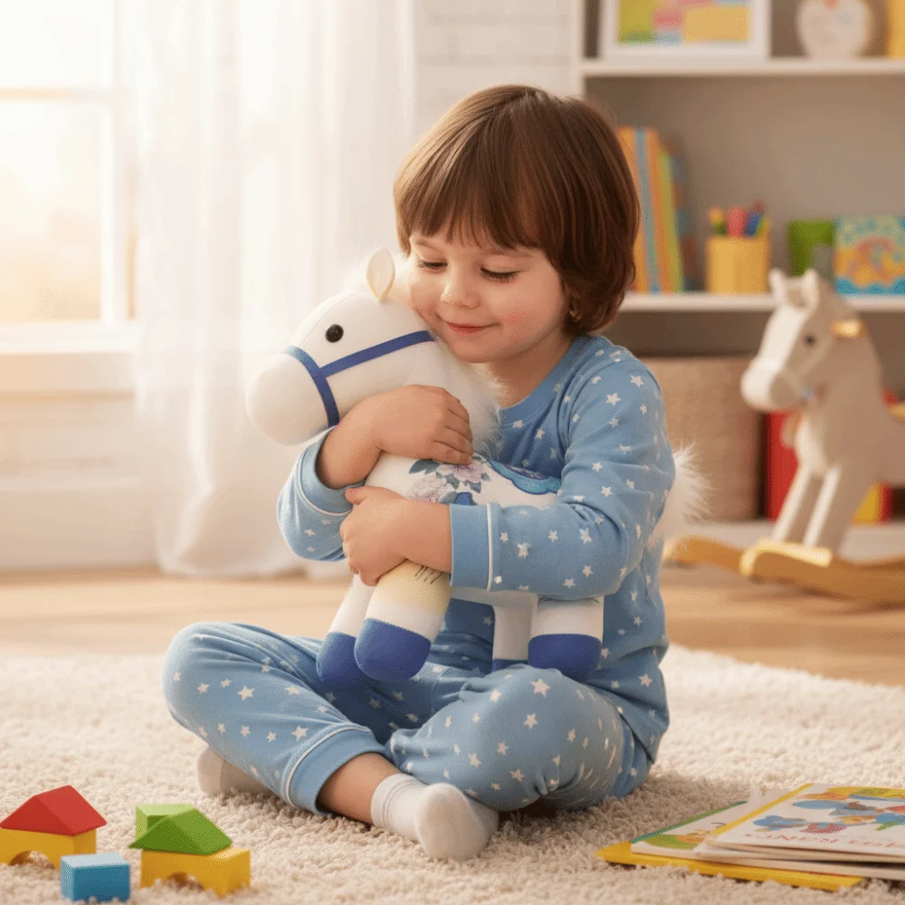 

Children Comfort Chinese Style Cartoon Steed PP Cotton Soft Zodiac Pony Figurine Fluffy Cartoon Horse Pendant Birthday Gift