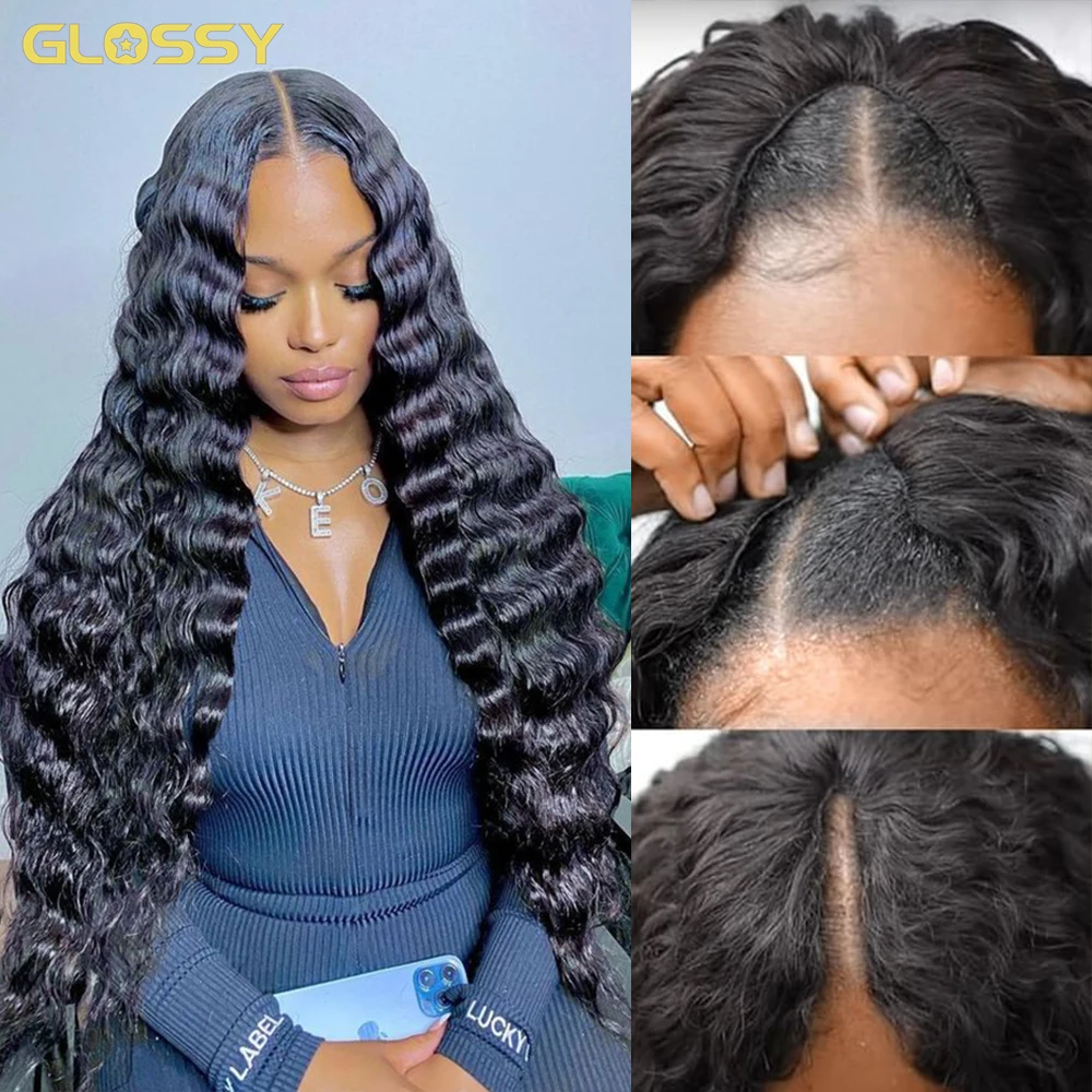 Loose Deep Wave V U Part Wig Human Hair 250 Full Density Brazilian Wigs On Sale Glueless Wear Go Water Wig For Women 30 34 Inch