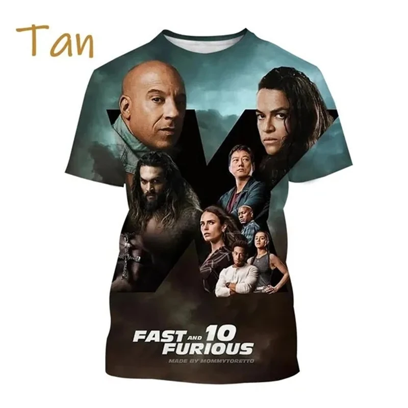 New Fast And Furious 3D Printing T-shirt Action Films Round Neck Short Sleeve Crime Films Fashion Casual Unisex Top Tees Male