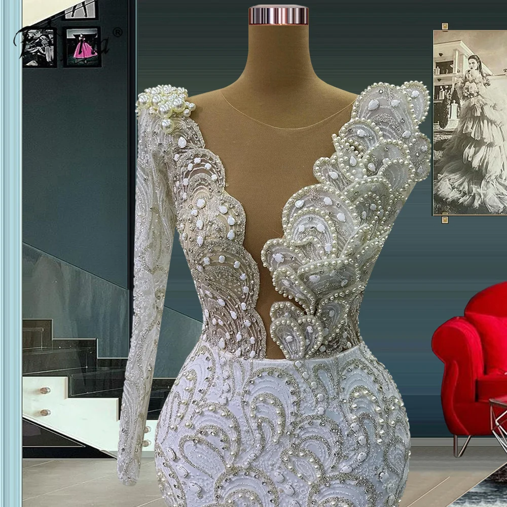 Robe de Soirée de Forme Sirène Élégante en Perles de Dubaï, Tenue de Bal de Forme Arabe avec des Appliques en 3D, 2023