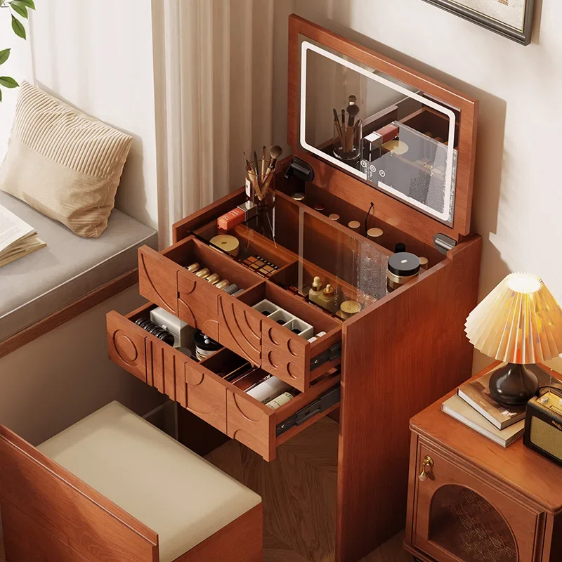 All solid wood small apartment dresser chest cabinet integrated bedroom mini 60 cm storage makeup table