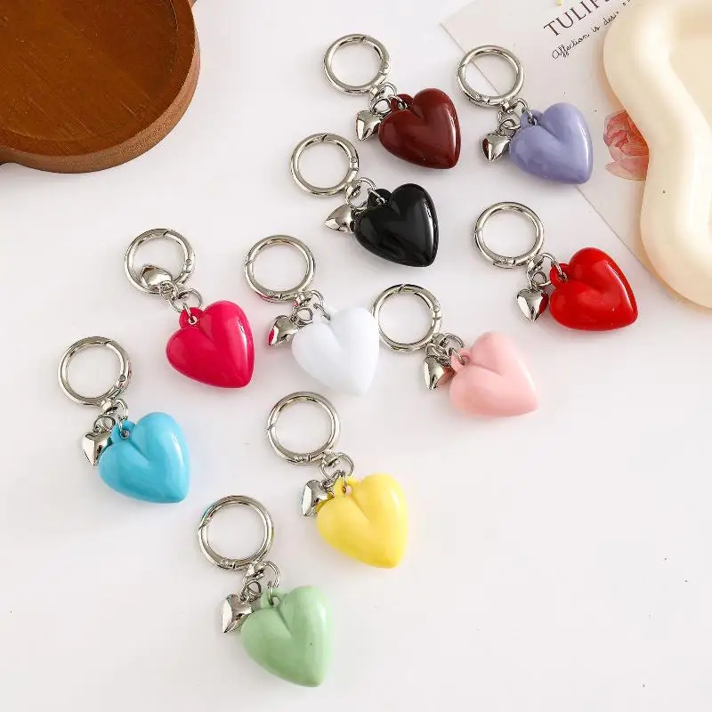 Süßes Herz-Schlüsselanhänger für Frauen und Mädchen, Modischer Bonbonfarbener Liebes-Autoschlüsselanhänger, Handy-Taschenanhänger, Schmuck-Accessoire, Geschenk – Detail 2